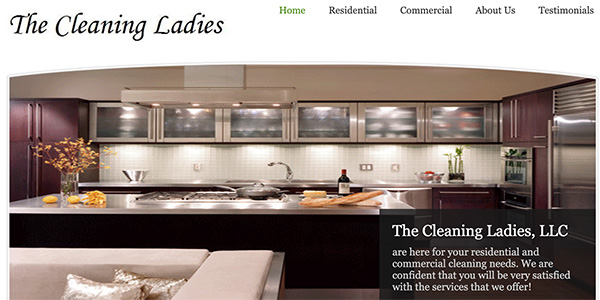 The Cleaning Ladies website homepage (before)